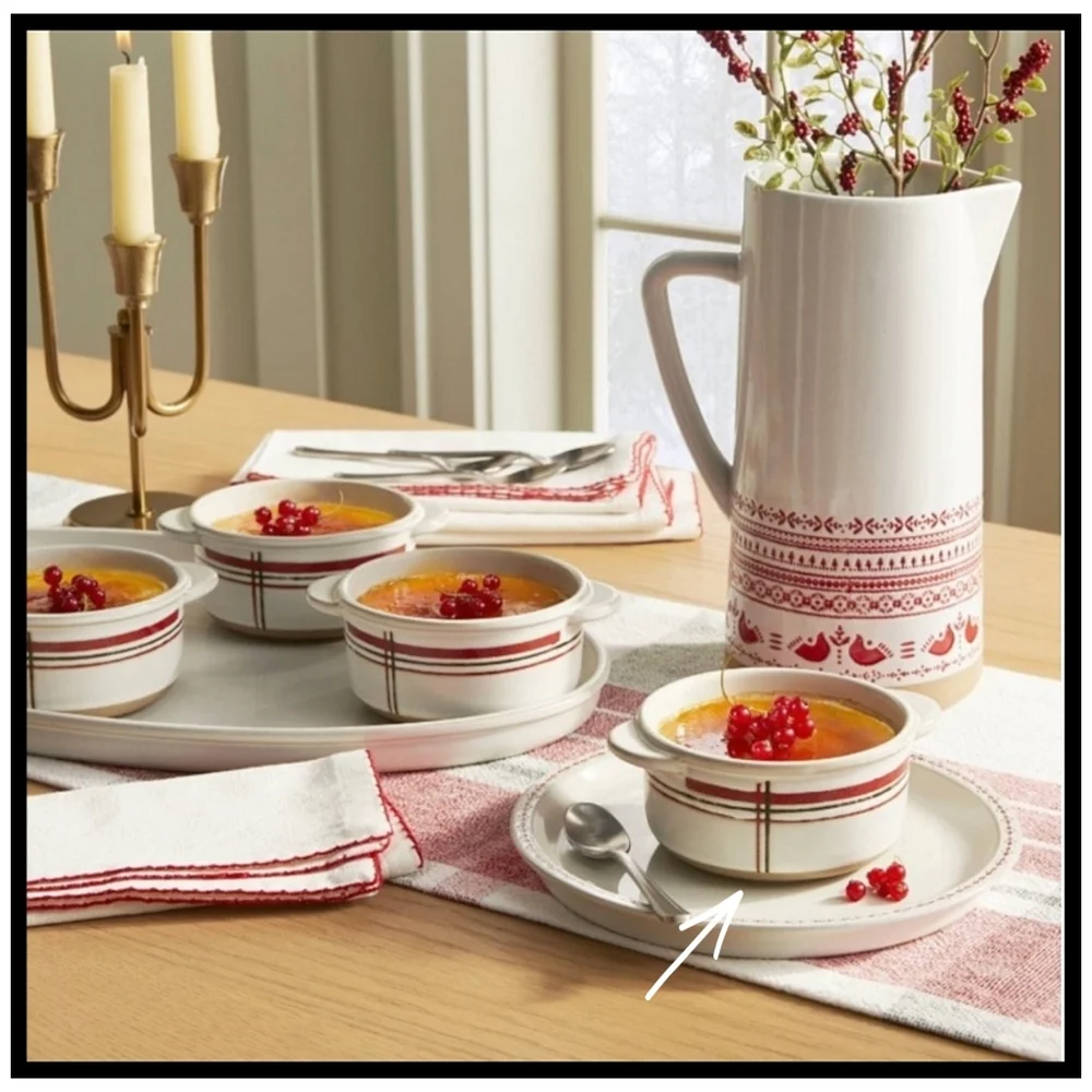 Hearth & Hand Magnolia 2023 Stoneware Holiday Plaid Stripe Ramekin Set Of 4